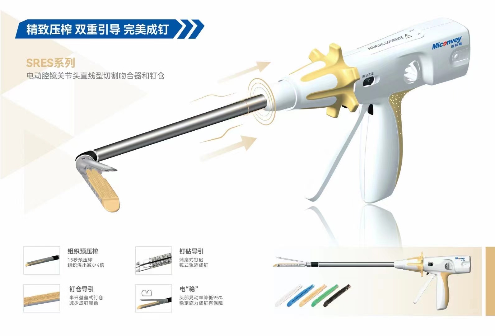 重慶邁柯唯一次性使用腔鏡直線切割吻合器及一次性釘匣melc